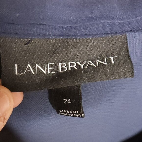 Lane Bryant Womens Navy Blue Silky Sleeveless Flowy Blouse 24 - Picture 5 of 7